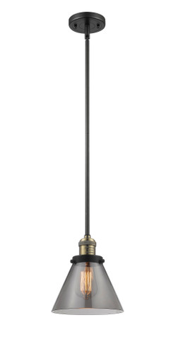 Large Cone 1 Light Mini Pendant In Black Antique Brass (201S-Bab-G43)