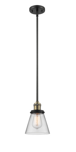 Small Cone 1 Light Mini Pendant In Black Antique Brass (201S-Bab-G62)