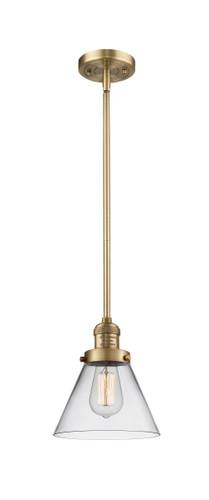 Large Cone 1 Light Mini Pendant In Brushed Brass (201S-Bb-G42)