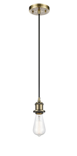 Bare Bulb 1 Light Mini Pendant In Antique Brass (516-1P-Ab)