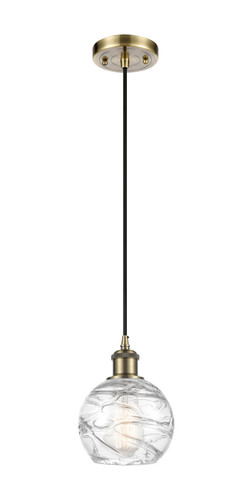 Deco Swirl 1 Light Mini Pendant In Antique Brass (516-1P-Ab-G1213-6)