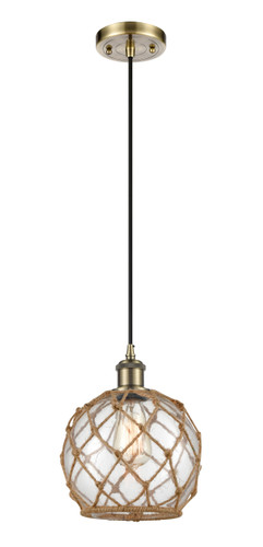 Farmhouse Rope 1 Light Mini Pendant In Antique Brass (516-1P-Ab-G122-8Rb)