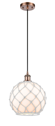 Large Farmhouse Rope 1 Light Mini Pendant, Antique Copper (516-1P-Ac-G121-10Rw)