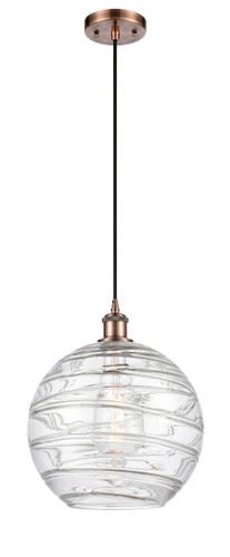 Deco Swirl 1 Light Mini Pendant In Antique Copper (516-1P-Ac-G1213-12)