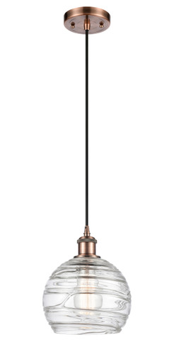 Deco Swirl 1 Light Mini Pendant In Antique Copper (516-1P-Ac-G1213-8)