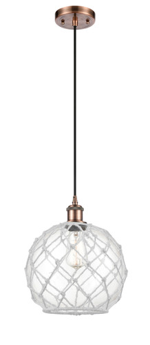 Large Farmhouse Rope 1 Light Mini Pendant, Antique Copper (516-1P-Ac-G122-10Rw)