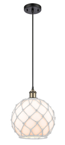 Farmhouse Rope 1 Light Mini Pendant, Black Antique Brass (516-1P-Bab-G121-10Rw)