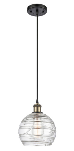 Deco Swirl 1 Light Mini Pendant In Black Antique Brass (516-1P-Bab-G1213-8)