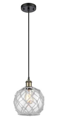 Farmhouse Rope 1 Light Mini Pendant In Black Antique Brass (516-1P-Bab-G122-8Rw)