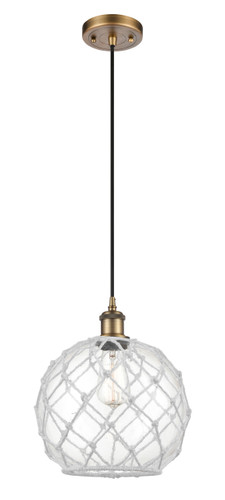 Large Farmhouse Rope 1 Light Mini Pendant In Brushed Brass (516-1P-Bb-G122-10Rw)