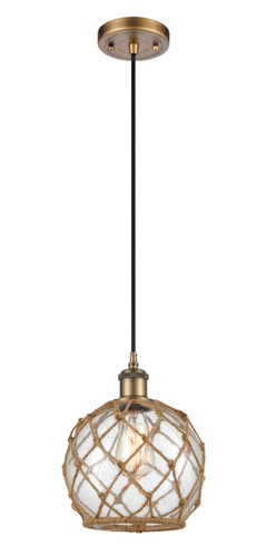 Farmhouse Rope 1 Light Mini Pendant In Brushed Brass (516-1P-Bb-G122-8Rb)