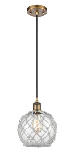 Farmhouse Rope 1 Light Mini Pendant In Brushed Brass (516-1P-Bb-G122-8Rw)