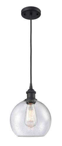 Athens 1 Light Mini Pendant In Matte Black (516-1P-Bk-G124-8)