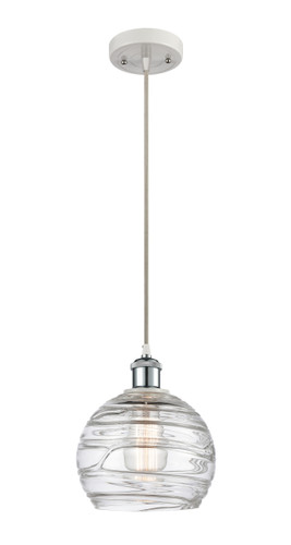 Deco Swirl 1 Light Mini Pendant In White & Polished Chrome (516-1P-Wpc-G1213-8)
