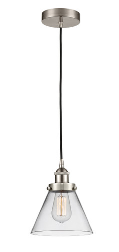 Large Cone 1 Light Mini Pendant In Brushed Satin Nickel (616-1Ph-Sn-G42)