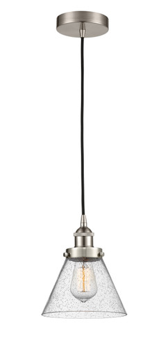 Large Cone 1 Light Mini Pendant In Brushed Satin Nickel (616-1Ph-Sn-G44)