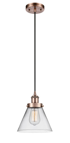 Large Cone 1 Light Mini Pendant In Antique Copper (916-1P-Ac-G42)