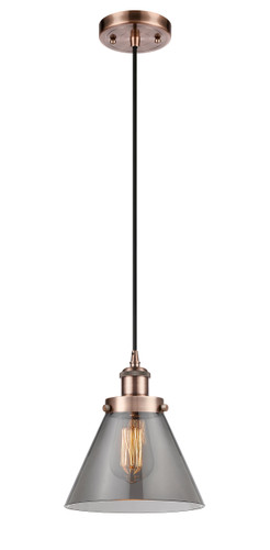 Large Cone 1 Light Mini Pendant In Antique Copper (916-1P-Ac-G43)