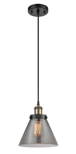 Large Cone 1 Light Mini Pendant In Black Antique Brass (916-1P-Bab-G43)