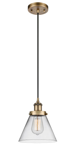 Large Cone 1 Light Mini Pendant In Brushed Brass (916-1P-Bb-G42)