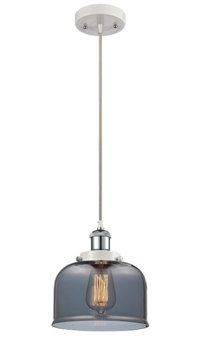 Large Bell 1 Light Mini Pendant In White & Polished Chrome (916-1P-Wpc-G73)