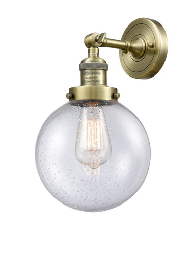 Beacon 1 Light Sconce In Antique Brass (203-Ab-G204-8)