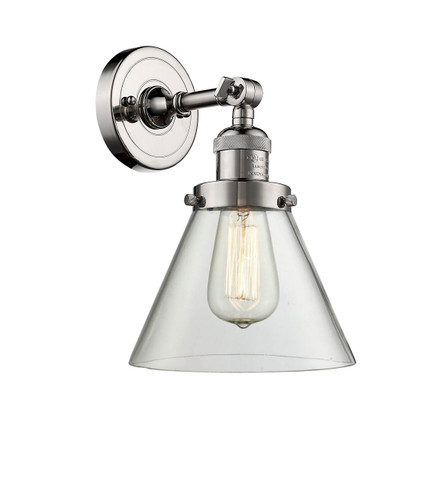 Large Cone 1 Light Sconce In Polished Nickel (203-Pn-G42)