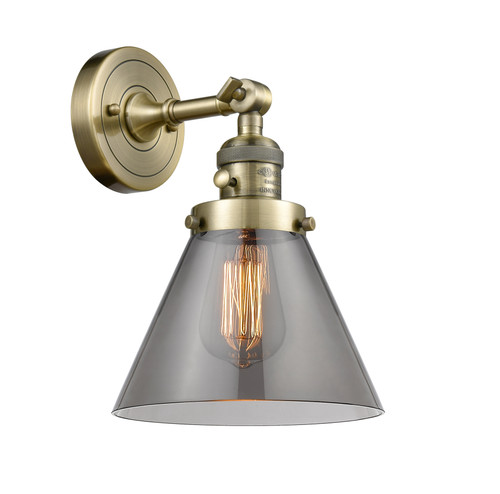 Cone 1 Light Sconce With Switch In Antique Brass (203Sw-Ab-G43)