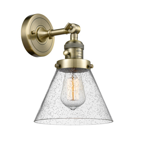 Cone 1 Light Sconce With Switch In Antique Brass (203Sw-Ab-G44)