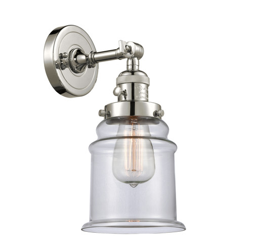 Canton 1 Light Sconce With Switch In Polished Nickel (203Sw-Pn-G182)