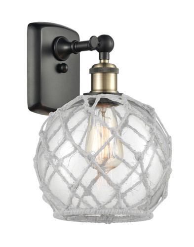 Farmhouse Rope 1 Light Sconce In Black Antique Brass (516-1W-Bab-G122-8Rw)