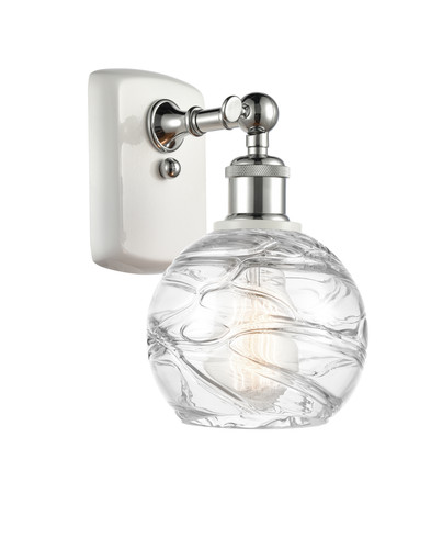 Deco Swirl 1 Light Sconce In White & Polished Chrome (516-1W-Wpc-G1213-6)