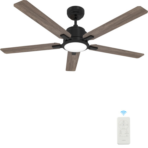 Espear 52" Black Outdoor Smart Ceiling Fan, Light Kit (VS525J-L12-BG-1)