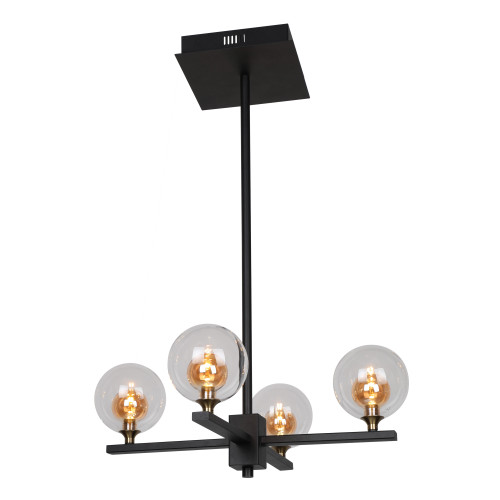 Florence 4 Light Pendant In Frosted Black With Amber Glass (VP-G2108011B1)