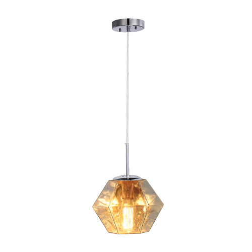 Pegase 1 Light Pendant In Polished Chrome With Opal Chrome Glass (VP-G2619011A1)