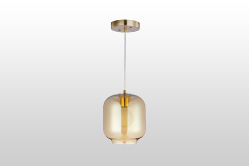 Lowell 1 Light Pendant In Brass With Brilliant Amber Glass (VP-G0709011A1)