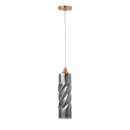 Gemeaux 1 Light Pendant In Brass With Smoke Gray Glass (VP-G1240011A1)