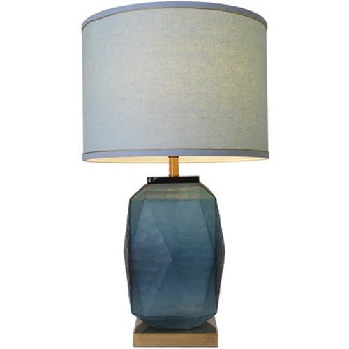 Lisianthus Little 1 Light Table Lamp, Blue, Grey Fabric Shade (VAT-G23011A1)