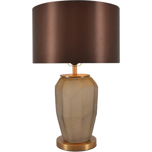 Lola 1 Light Table Lamp, Apricot, Brown Fabric Shade (VAT-G23021A1)