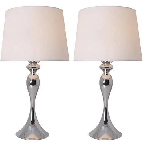 Mermaid 1 Light Table Lamp, Chrome, White Fabric Shade (VT-M25012A1)