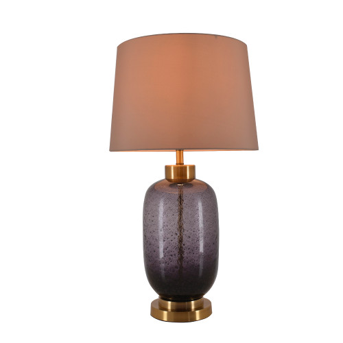 Bebspiro 1 Light Table Lamp, Purple, Light Brown Fabric Shade (VAT-G27031A1)