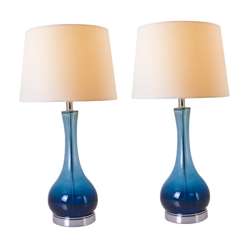 Melati 1 Light Table Lamp, Blue Ombre, White Fabric Shade (VT-G28052A1)