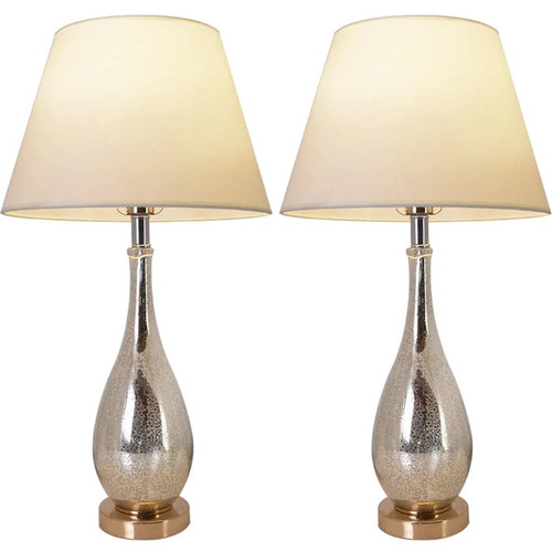 Lola 1 Light Table Lamp, Gold Mercury, Beige Fabric Shade (VT-G28012A2)