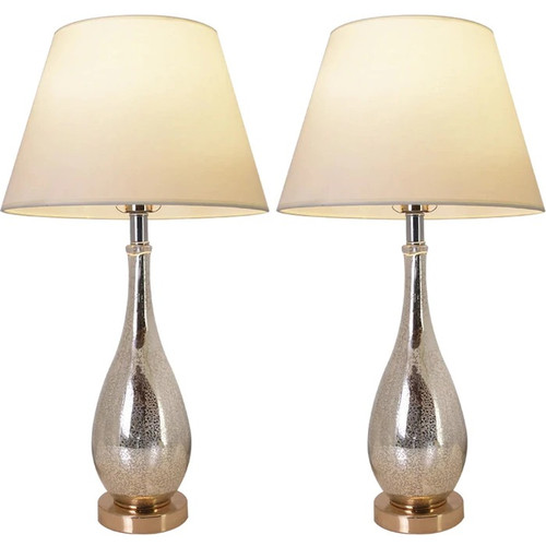 Lola Little 1 Light Table Lamp, Gold Mercury, Beige Fabric Shade (VT-G28022A3)