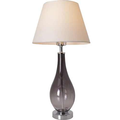 Lola 1 Light Table Lamp, Smoke Grey Ombre, Beige Fabric Shade (VT-G28011A3)