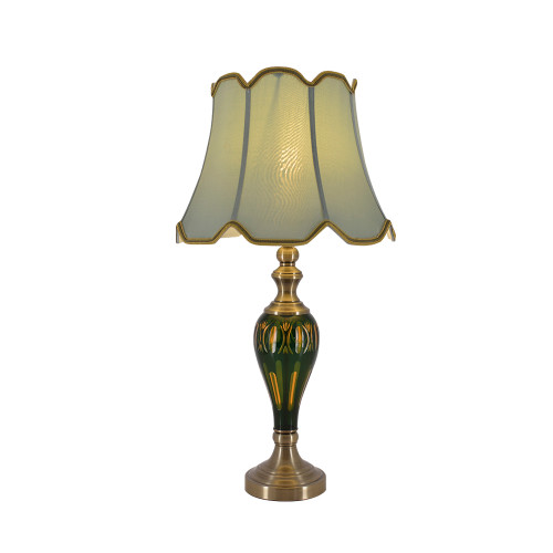 Piatunnia 1 Light Table Lamp, Green, Light Green Fabric Shade (VT-G28081A1)