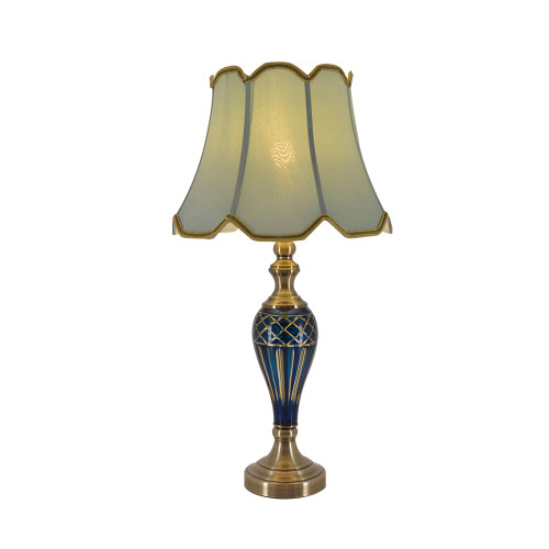 Piatunnia 1 Light Table Lamp, Blue, Light Green Fabric Shade (VT-G28081A2)