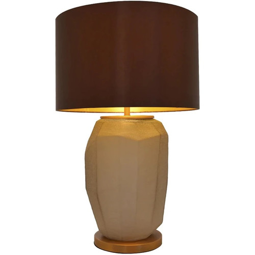 Lola Big 1 Light Table Lamp, Apricot, Brown Fabric Shade (VAT-G30011A1)
