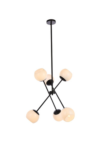 Axl 6 Light Black Pendant With White Shade (LD657D24BK)