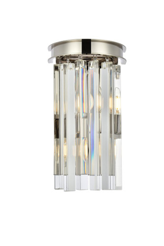 Sydney 2 Light Polished Nickel Wall Sconce With Clear Crystal (1208W8PN/RC)